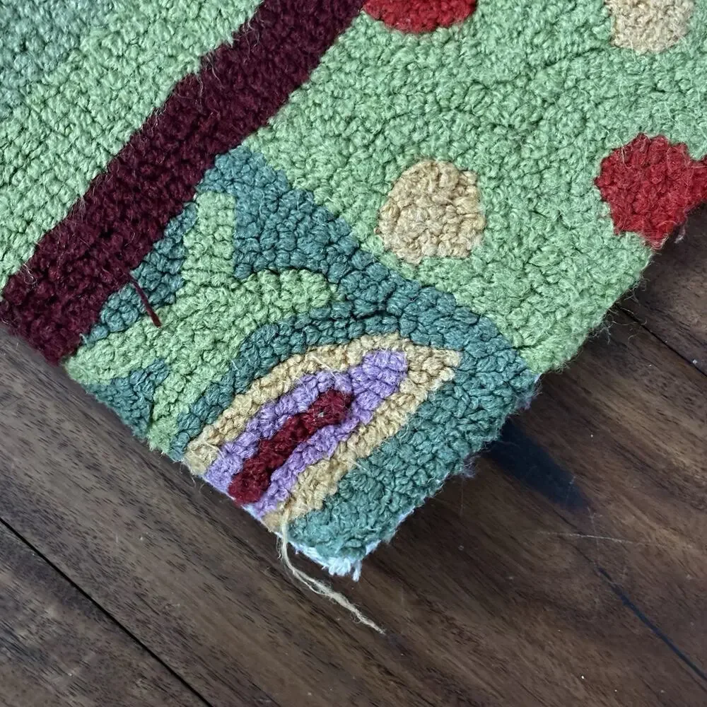 Handmade Hooked Rooster Rug Kitchen Entry Door Mat Centerpiece Farm Country Red